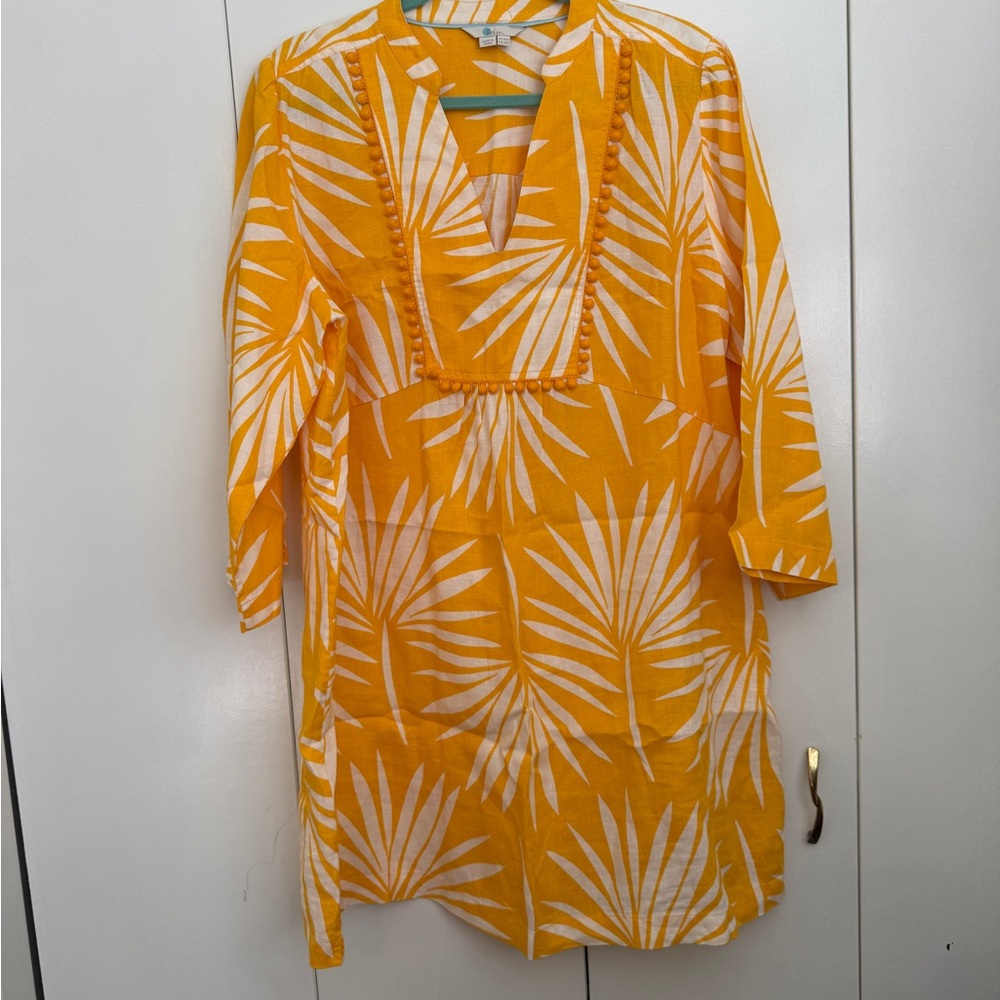 NWOT Boden Yellow Palm Print Linen Dress - Picture 3 of 6